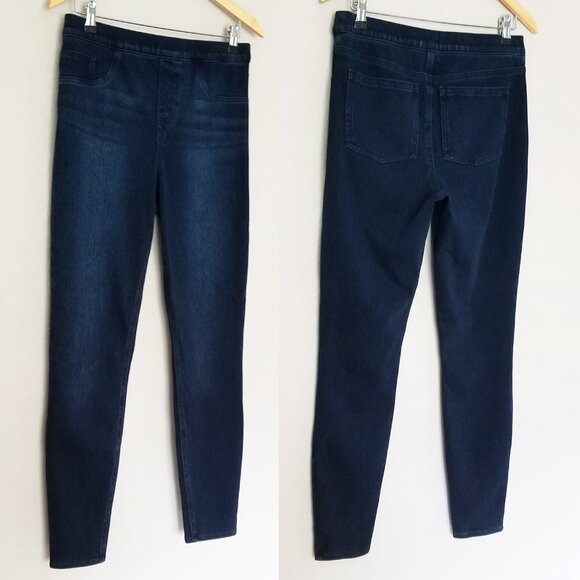Spanx Jean-ish Ankle Leggings Jeans Pull On Dark Blue Twilight Rinse L Tall $98 - Picture 16 of 16